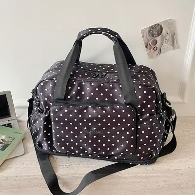 Katlanabilir seyahat çantası, büyük kapasiteli, polka nokta deseni - 10