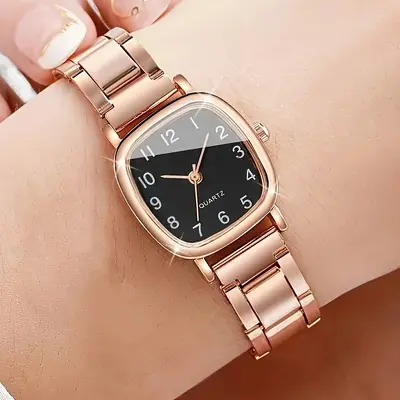 Women's quartz watch, stylish steel strap, minimalist design