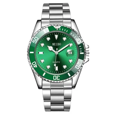 Men's Quartz Watch with Magnifier and Calendar, Large Dial