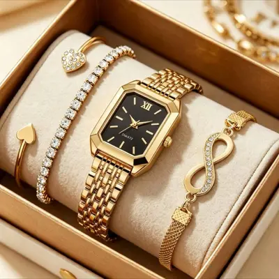 Women's Square Quartz Watch Luxury Steel Strap - 13