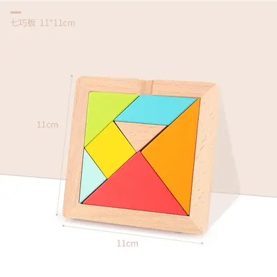 Kayın Ağacı Tangram Çocuk Yapı Taşları Yaratıcı Bulmaca Ahşap Bulmaca Oyuncağı Okul Öncesi Erken Öğrenme Eğitici Oyuncak - 7