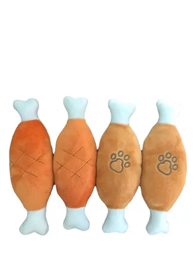 Bite-Resistant Squeaky Chicken Leg Plush Dog Toy - 7