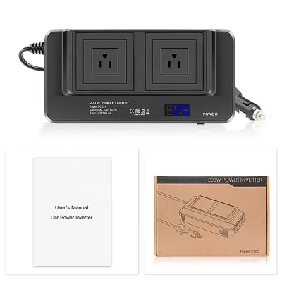 200W Araç İçi İnverter, DC12V/24V'dan 110V/220V'a, Modifiye Sinüs - 6