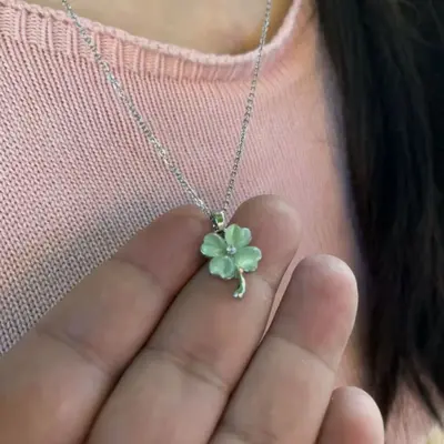 Korean-style pink small flower necklace women - 5
