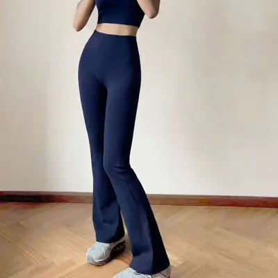 High-Waist Flared Yoga Pants, Micro-Brushed Fabric, Butt Lift, Pilates