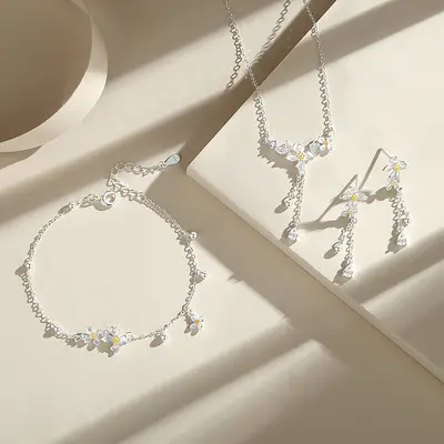 Gardenie-Blüten-Armband Damen, Silber, Waldstil