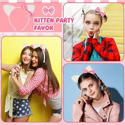 Children's Glitter Bow Cat Ear Headband for Parties and Festivals