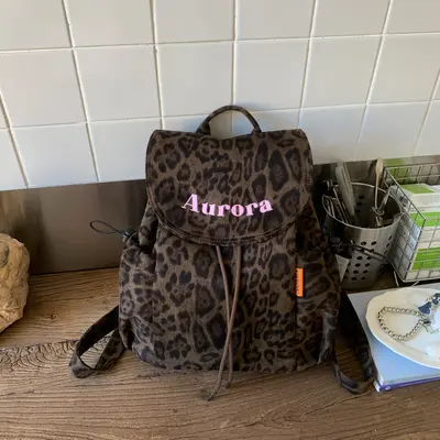 Leopard Print Women's Backpack, Large Capacity Lightweight Schoolbag - 8