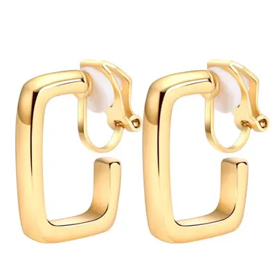 Geometric Painless Hollow Ear Clips, Non-Piercing Alloy Earrings