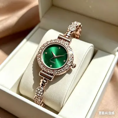 Women's quartz watch with flower pattern bracelet - 10