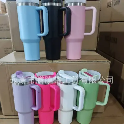40-oz-Eisbecher-Thermosbecher mit Griff, Vakuum-Isolierbecher aus Edelstahl 304