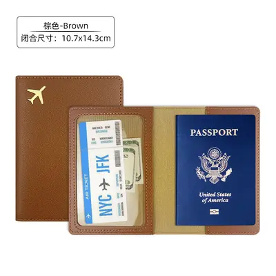 Grenzüberschreitendes Heißpräge-Flugzeug-Dicke-PU-Leder-Passbuch-Schutzhülle, Lederpass-Halter mit kundendefinierbarem LOGO, Passportmappe - 12
