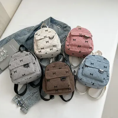 Koreanischer Mädchenrucksack mit Schleife, großes Fassungsvermögen
