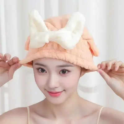 Bow Quick-Dry Absorbent Hair Drying Cap, Shower Cap - 9