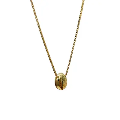 S925 sterling silver oval bean necklace, Korean style, minimalist