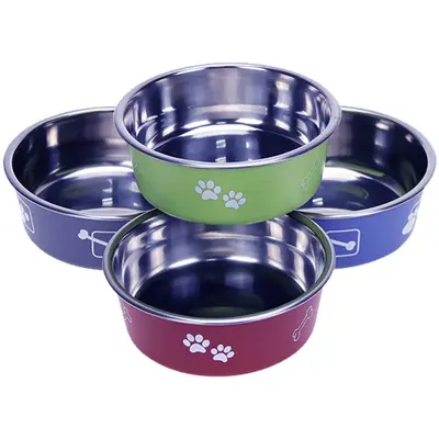 Double-Layer Stainless Steel Dog and Cat Bowl, Non-Slip and Impact-Resistant