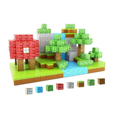 Grenzüberschreitendes Magnet-Würfel-Bausteine-Set Welt Zusammenbau Amazon Wald Lern-Magnetspielzeug Großhandel
