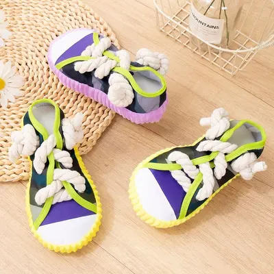 Dog Chew Toy Squeaky Canvas Shoe Anti-Destruction Training - 2