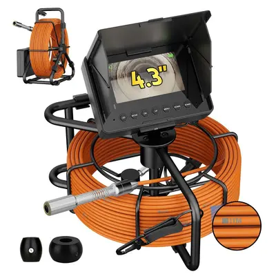 Industrial pipe inspection camera, 4.3 inch, for drain and pipe maintenance