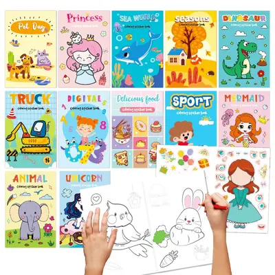 Sınır ötesi boyama çıkartma kitabı çocuk karikatür grafiti boyama aydınlanma eğlenceli tatil partisi tema boyama kitabı - 6