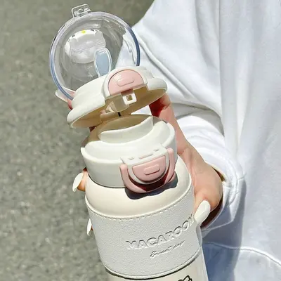 316 Stainless Steel Insulated Straw Cup, Dual-Drink Student Cup - 4