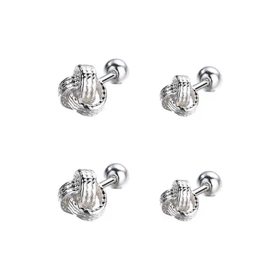 925er Silber Ruyi-Knoten-Ohrringe, einfaches Design