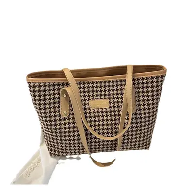 Herringbone Pattern Retro Textured Large-Capacity Women's Shoulder Bag - 5