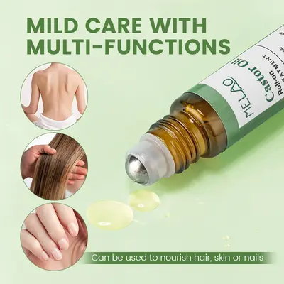 Soğuk Preslenmiş Hint Yağı Roll-On Saç Bakım Yağı, Kafa Derisi Onarıcı