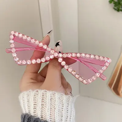 Rhinestone Bow Colorful Small Frame Party Sunglasses - 8