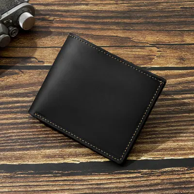 Crazy Horse Leather Short Men's Wallet with Multi-Card Slots and Coin Pocket - 9