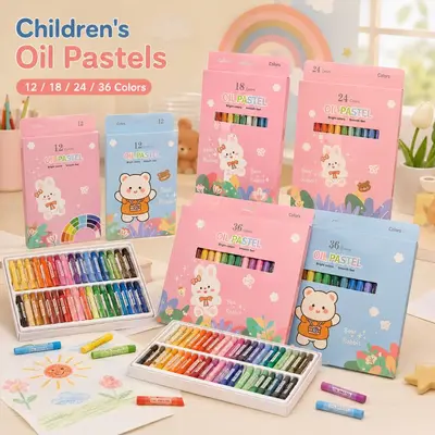 Kinder-Ölmalkreide-Set, 12 Farben, waschbar - 3