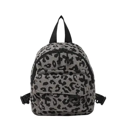 Leopard Print Women's Multi-Way Backpack, Corduroy - 6