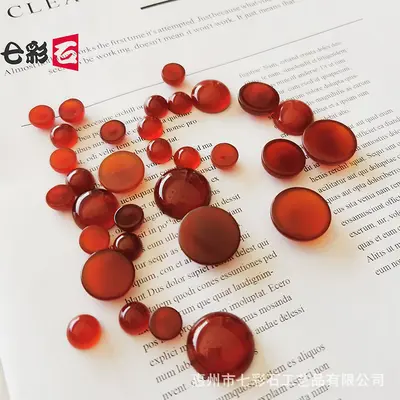 [Kırmızı Akik Yüzük Yüzeyi] Yarı dairesel kırmızı boncuk şeklindeki yüzük yüzeyi, oval kalsedon gevşek taşlı değerli taş, DIY takı yapımı için.