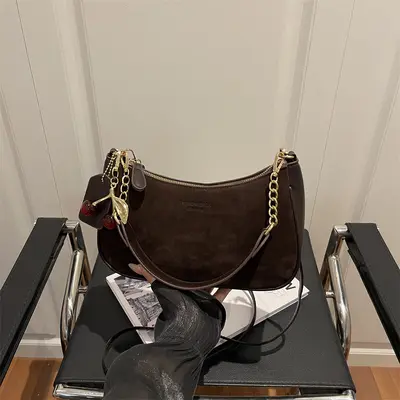 Damen Schultertasche in Wildleder-Optik, klein, großes Fassungsvermögen, 2025