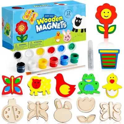 Ahşap DIY boyama seti çocuklar için, eğitici oyuncak