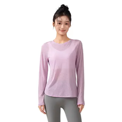 瑜伽服女罩衫新款长袖显瘦运动上衣跑步普拉提健身 训练服