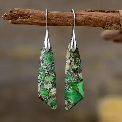 Grenzüberschreitende neue Stil Bohème Imperium Stein geometrische Halskette Ohrringe Europa und Amerika beliebter natürlicher Stein Schmuck Schmuck Großhandel - 9