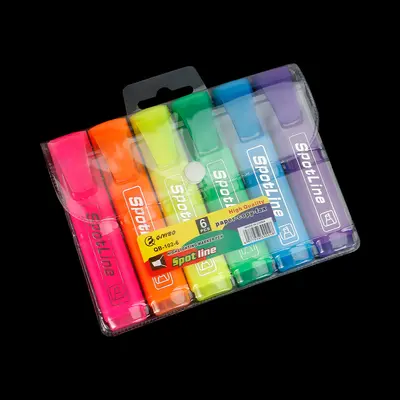 6-farbiges Textmarker-Set mit Schrägkopf - 10