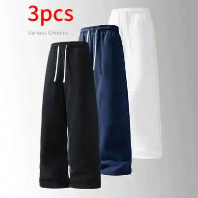 Wide-Leg Autumn-Winter Sweatpants, 3-Piece Set, Loose Fit - 12