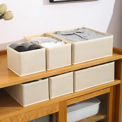 Six-Piece Lidless Foldable Storage Box Set for Toys and Socks