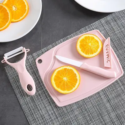 Ceramic Knife Set 3 Pieces with Cutting Board and Peeler