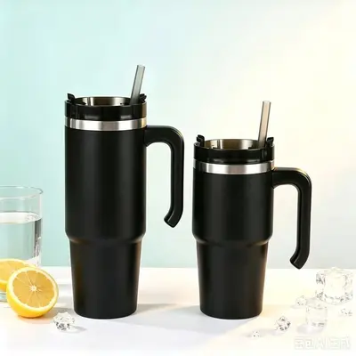 Araç Termosu, 20oz ve 30oz, 304 Paslanmaz Çelik, Kulplu, Pipetli