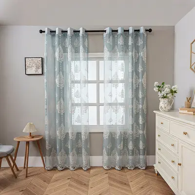 Nordic minimalist yarı karartma tül perde, katyonik renk bloklu, hazır - 5