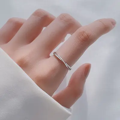925 gümüş düz yüzük kadın, mat yüzey, minimalist - 7
