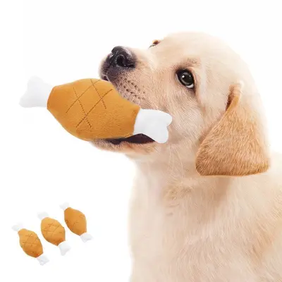 Evcil Köpek Oyuncağı, Sesli Peluş Tavuk Budu, Çiğneme Dayanıklı, Diş Temizleyici - 2