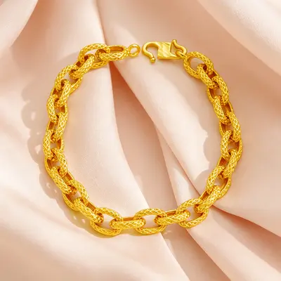 Vietnamese Sand Gold Mesh Interlocking Chain Bracelet, Unisex, Non-Fading - 7