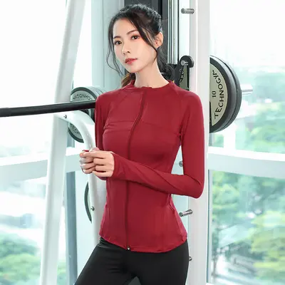 Women's Long Sleeve Running Jacket, Quick-Dry Sports Outerwear, White - 8