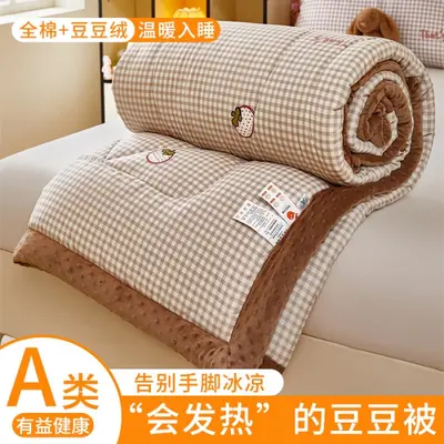 Pure Cotton Bean Velvet Quilt, Spring Autumn Single and Double Bed - 10