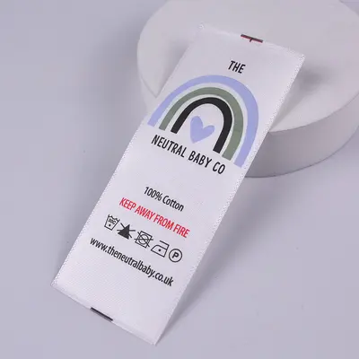 Satin Ribbon Wash Label, Flexo Printed Garment Care Label - 13