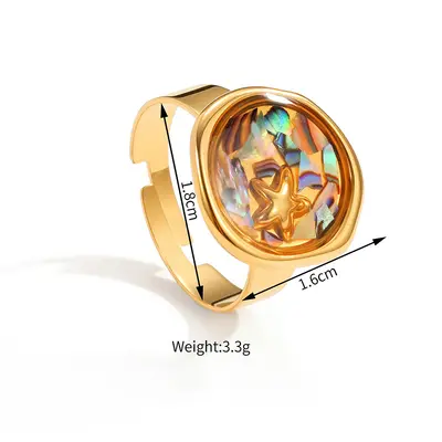 Geometric Abalone Shell Jewelry Set with 18K Gold Plated Titanium Steel Necklace - 9